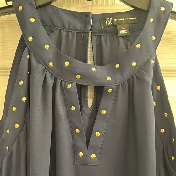 INC Long Sleeved, Semi-Sheer, Cold Shoulder Tops  w/Gold Sequined Trim-SZ-Medium - Picture 3 of 6